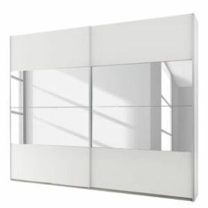 Šatníková skriňa s posuvnými dverami Quadra šedá metalíza / sklo biele Šírka x