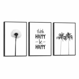 Nástenný obrazový set Happy Dandelion (3 ks) Potlač v drevenom ráme S