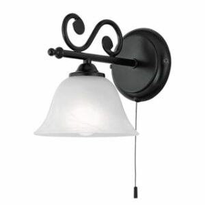 POŠKODENÁ KRABICA - Nástenná lampa Miriam bavlnená látka / žehlička s 1 plameňom nízka čierna
